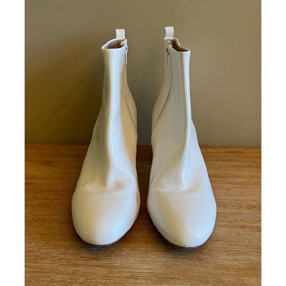 Gianni Bini Jaydennn White Leather Block Heel Boots Booties 11 - Picture 2 of 9